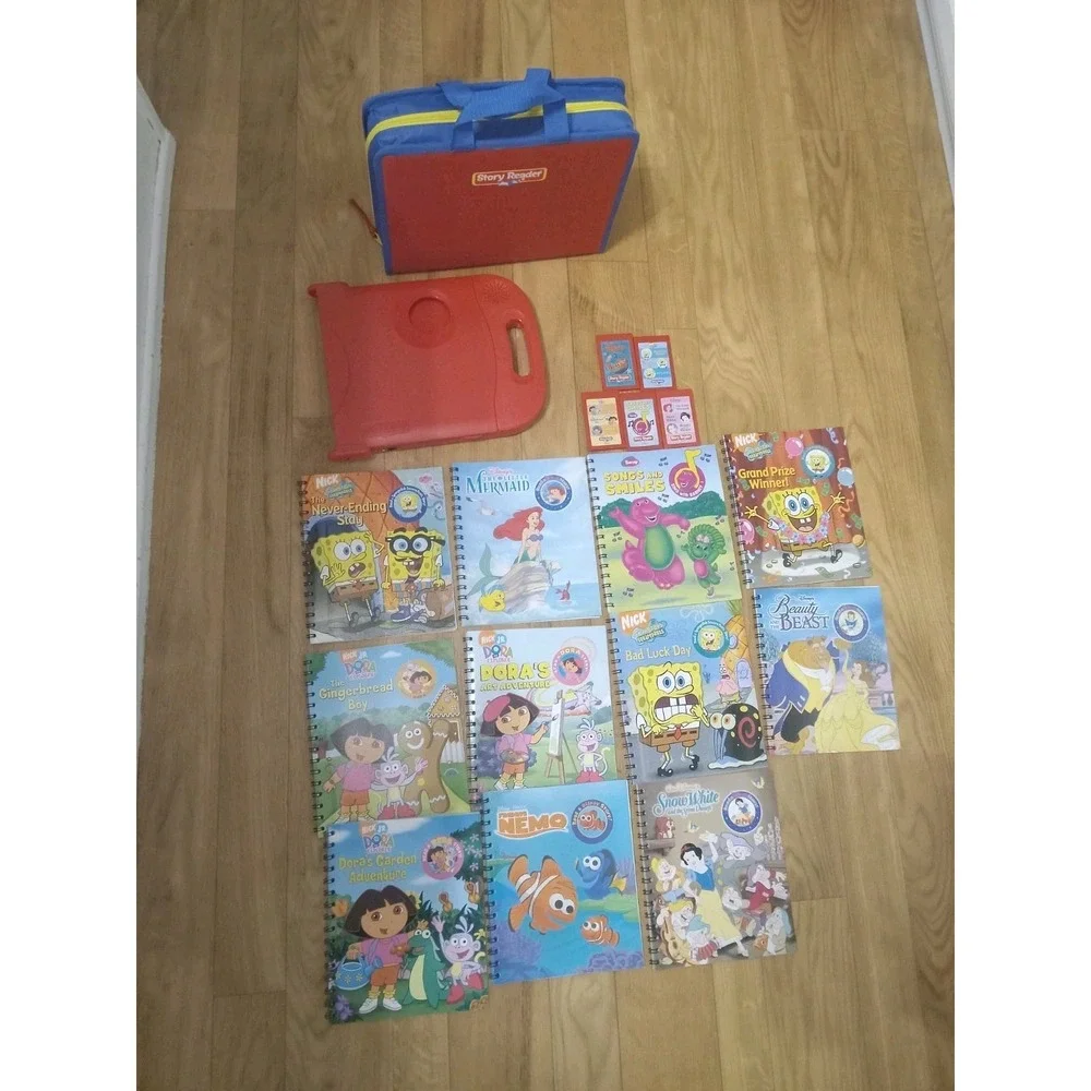 Vintage Children's Electric Story Reader System  SpongeBob Nemo 11 Books Cartrid